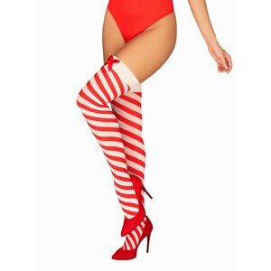 Vánoční punčochy Kissmas stockings - Obsessive Barva: červená, Velikost: L/XL