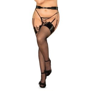 Smyslné punčochy Remediosa stockings 2XL/3XL - Obsessive Barva: černá, Velikost: 2XL/3XL