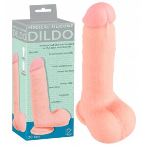 Medical Silicone Dildo - rovné dildo z lékařského silikonu (20 cm) - tělová barva