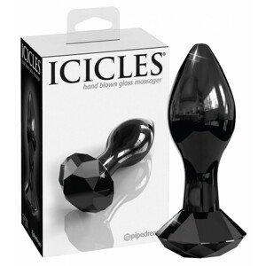 Icicles No. 78 - kónické skleněné anální dildo (černé)
