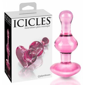 Icicles No. 75 - skleněné anální dildo ve tvaru srdce (růžové)