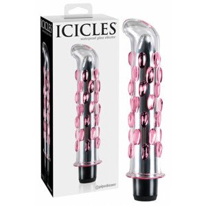 Icicles No. 19 - skleněný vibrátor na bod G (průsvitně růžový)