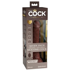 King Cock Elite 7 - připínací, rádiem řízený, realistický vibrátor (18 cm) - hnědý