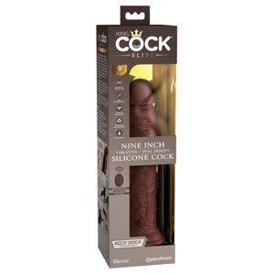 King Cock Elite 9 - Rádiem řízený realistický vibrátor (23 cm) - hnědý