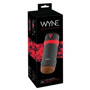 WYNE 04 - Dobíjecí, vibračně-sací masturbátor (černo-červený)
