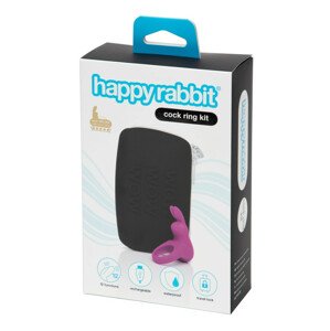 Happyrabbit Cock Kit - vibrační kroužek na penis na baterie s mokrým penisem (fialový)