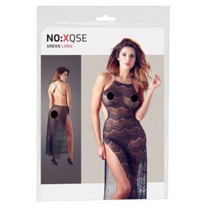 NO:XQSE - Dlouhé šaty z tylu a krajky (černé)