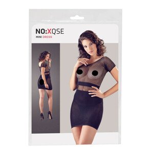 NO:XQSE - short sleeve dress with thong and mesh inserts - black (S-L)