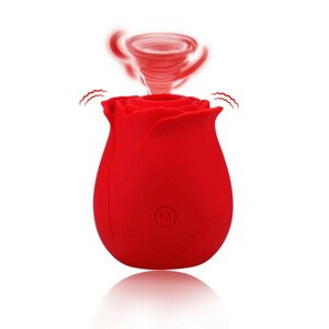 Mrow - vodotěsný, vzduchový stimulátor klitorisu ve tvaru růže na baterie (červený)