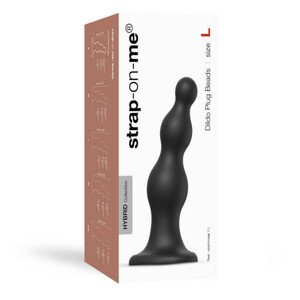 Strap-on-me Beads L - beaded, footed dildo (black)