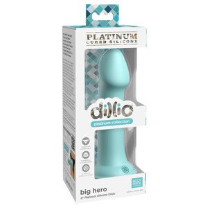 Dillio Big Hero - silikonové dildo s lepivými prsty (17 cm) - tyrkysové