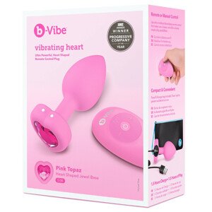 b-vibe heart - bezdrátový anální vibrátor s rádiem (růžový)
