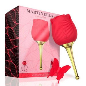 MARTINELLA Rose - 2in1 clitoral vibrator with tongue (red)