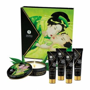 SHUNGA Geisha - sada lubrikantu, masážního oleje a svíčky s vůní zelený čaj (5 dílná)
