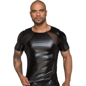 Noir Handmade H056 Men's T-Shirt Made of Powerwetlook with 3D Net Inserts - XL