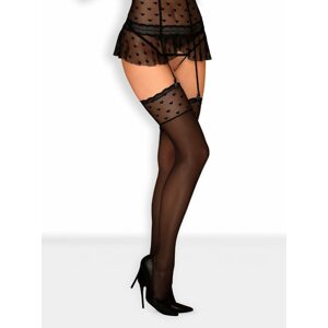 Krásné punčochy Obsessive Heartia stockings - černá - L/XL
